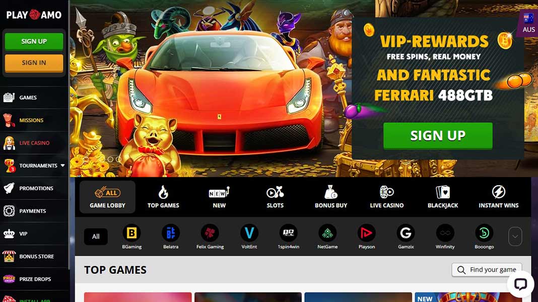PlayAmo poker site AU screenshot