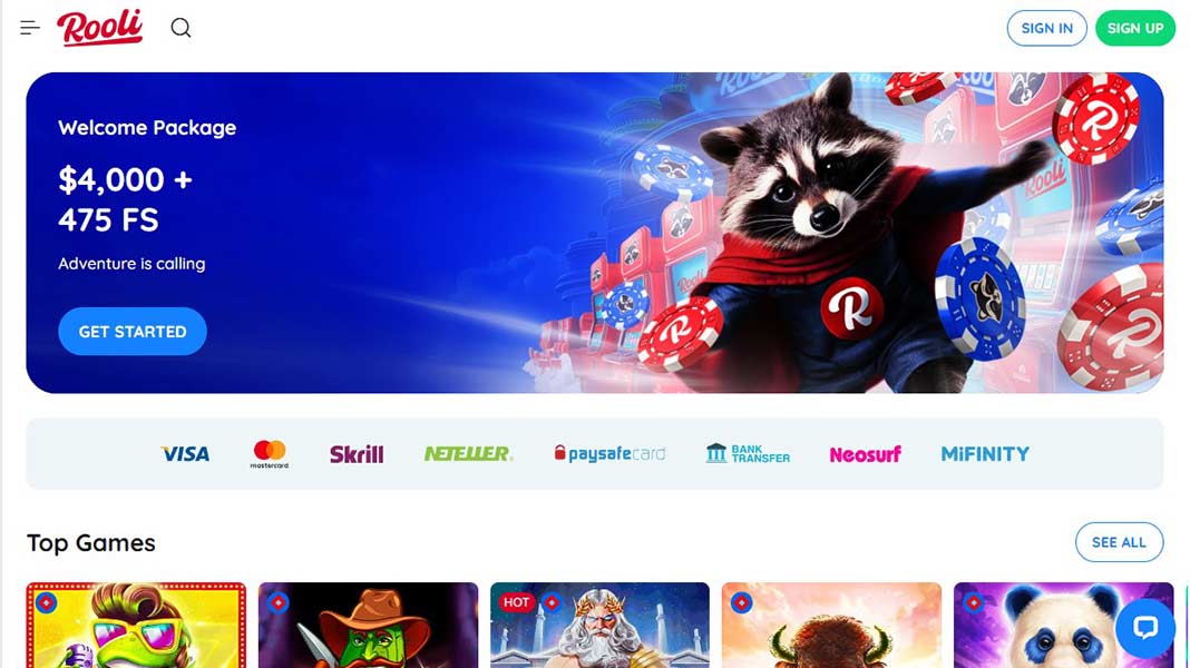 Rooli casino AU screenshot