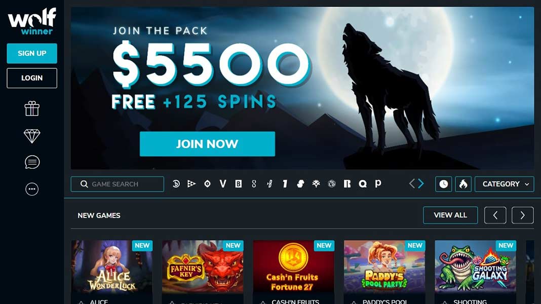 Wolf Winner casino AU screenshot
