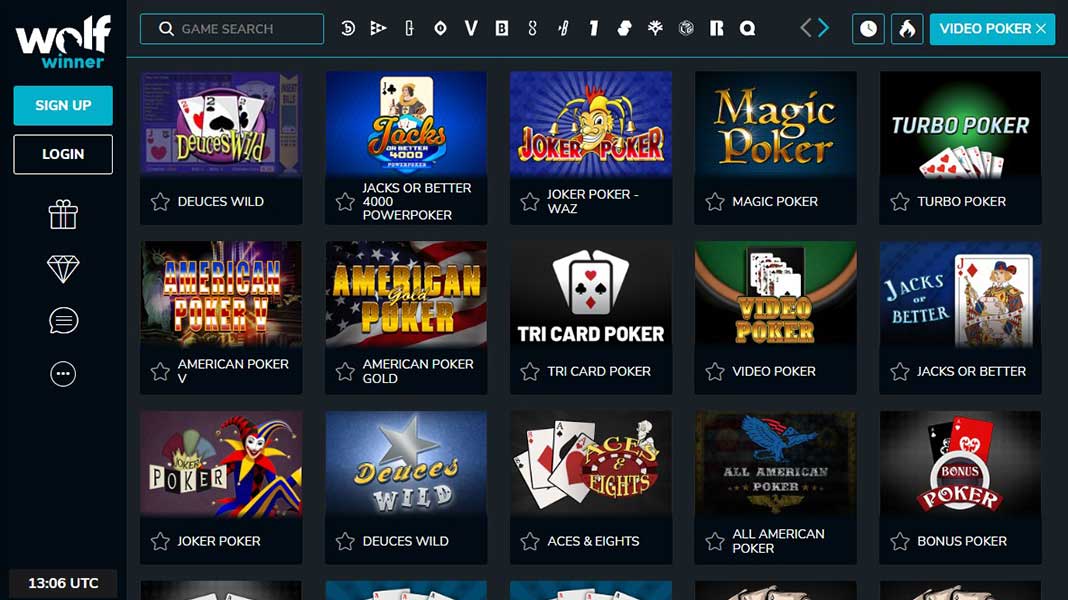 Wolf Winner poker site AU screenshot